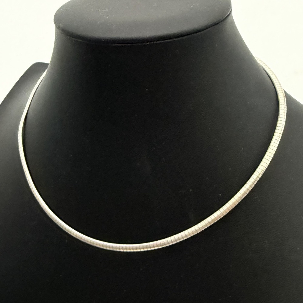Vintage 925 Sterling Silver Italy Omega Chain Necklace Choker 16 in 13.5 Grams
